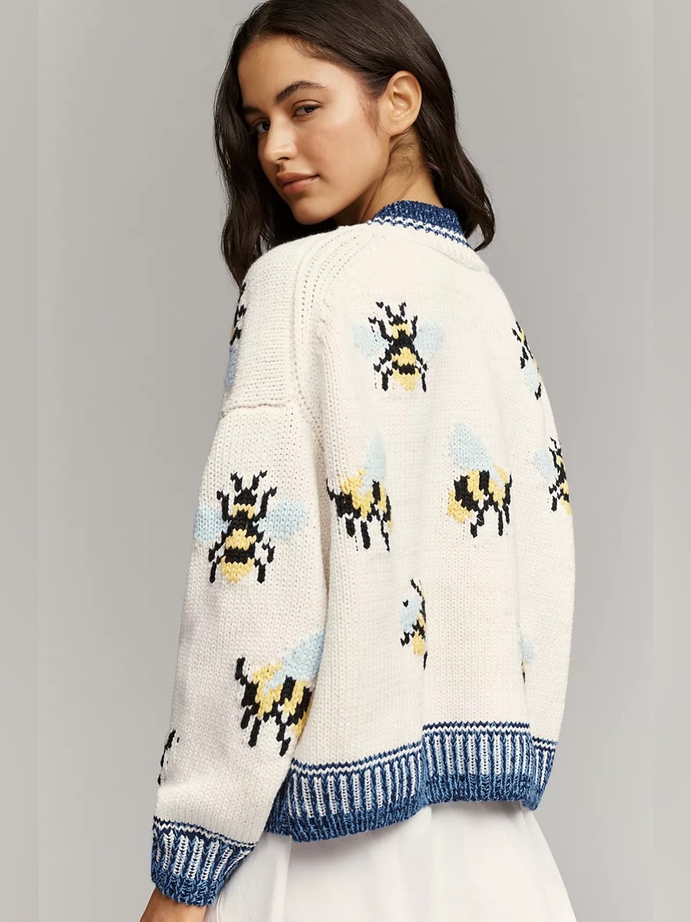 Anthropologie Maeve Icon Chunky bumble bee Cardigan